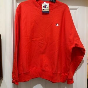 Champion Men's Vibrant Orange Crewneck Reverse Weave Sweatshirt oversized XL